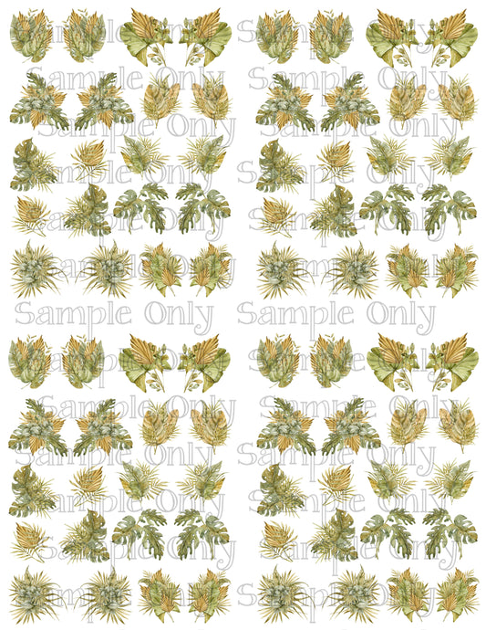 1 Inch Tropical Greenery Bouquet Arrangement Image Transfer Sheet For Polymer Clay