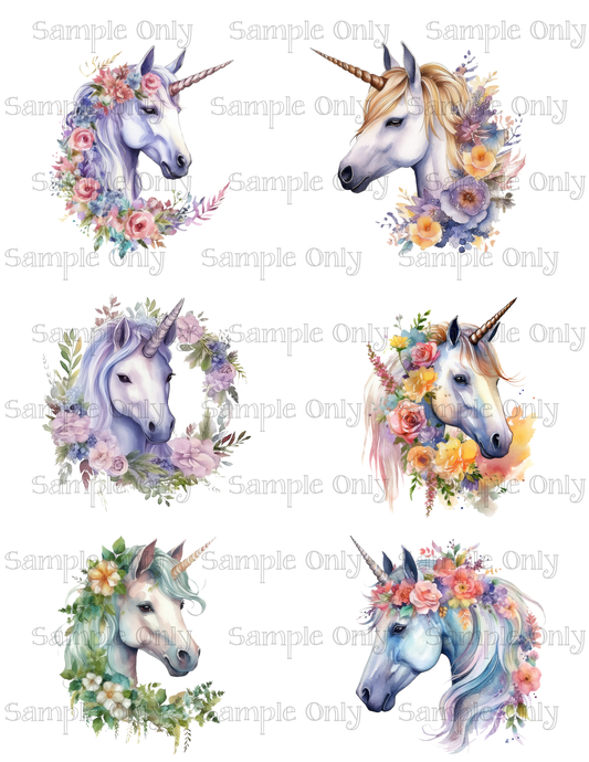 3 Inch Mystical Unicorn Set-02 Image Sheet For Polymer Clay Transfer Decal DIGITAL FILE OR PRINTED