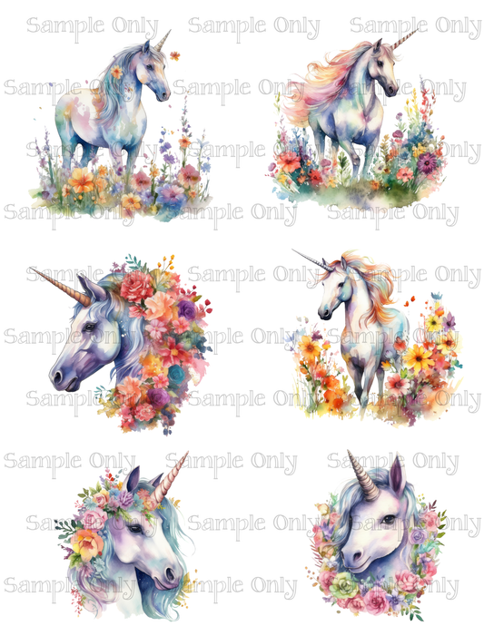 3-3.25 Inch Mystical Unicorn Set-03 Image Sheet For Polymer Clay Transfer Decal DIGITAL FILE OR PRINTED