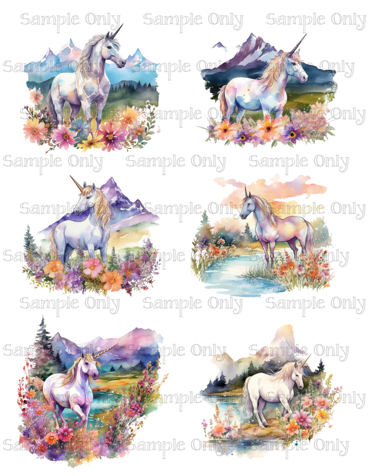 3-3.25 Inch Mystical Unicorn Set-04 Image Sheet For Polymer Clay Transfer Decal DIGITAL FILE OR PRINTED