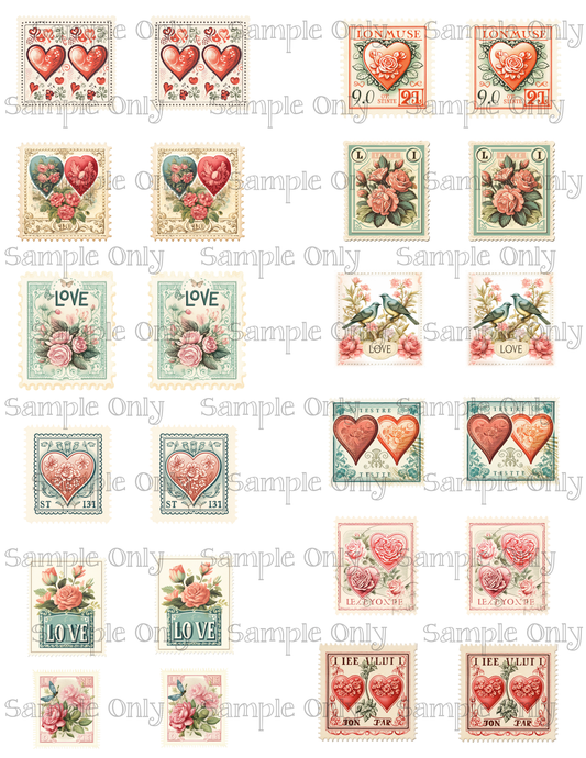 1.5 Inch Vintage Valentine Stamp PRINTED Water Soluble Image Transfer Sheet For Polymer Clay