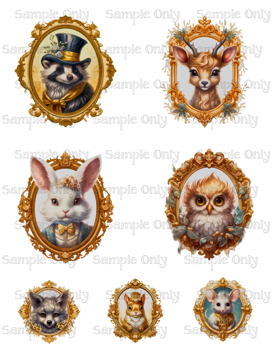 3.5 Inch Victorian Animal Portraits Set-04 Image Sheet For Polymer Clay Transfer Decal DIGITAL FILE OR PRINTED