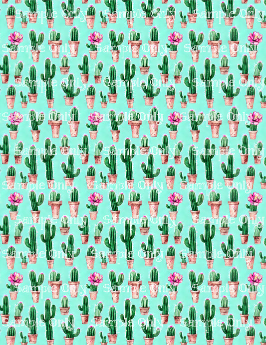 Watercolor Cactus Pattern Image Sheet For Polymer Clay Transfer Decal DIGITAL FILE OR PRINTED WC10