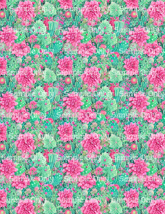Watercolor Cactus Pattern Image Sheet For Polymer Clay Transfer Decal DIGITAL FILE OR PRINTED WC07