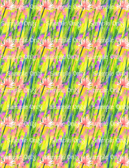 Watercolor Floral Pattern Image Sheet For Polymer Clay Transfer Decal DIGITAL FILE OR PRINTED WCF12