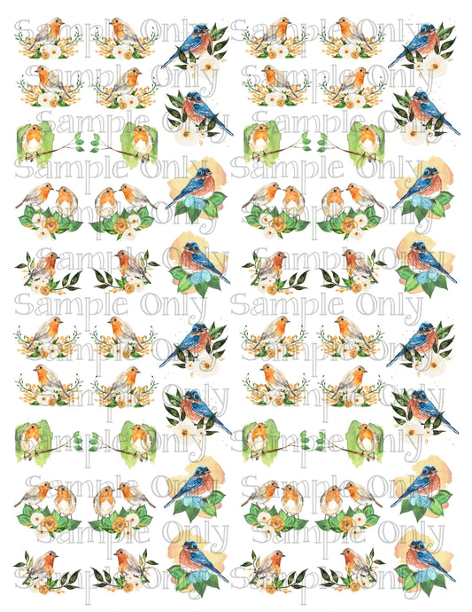 1.25 Inch Watercolor Birds Image Transfer Sheet For Polymer Clay