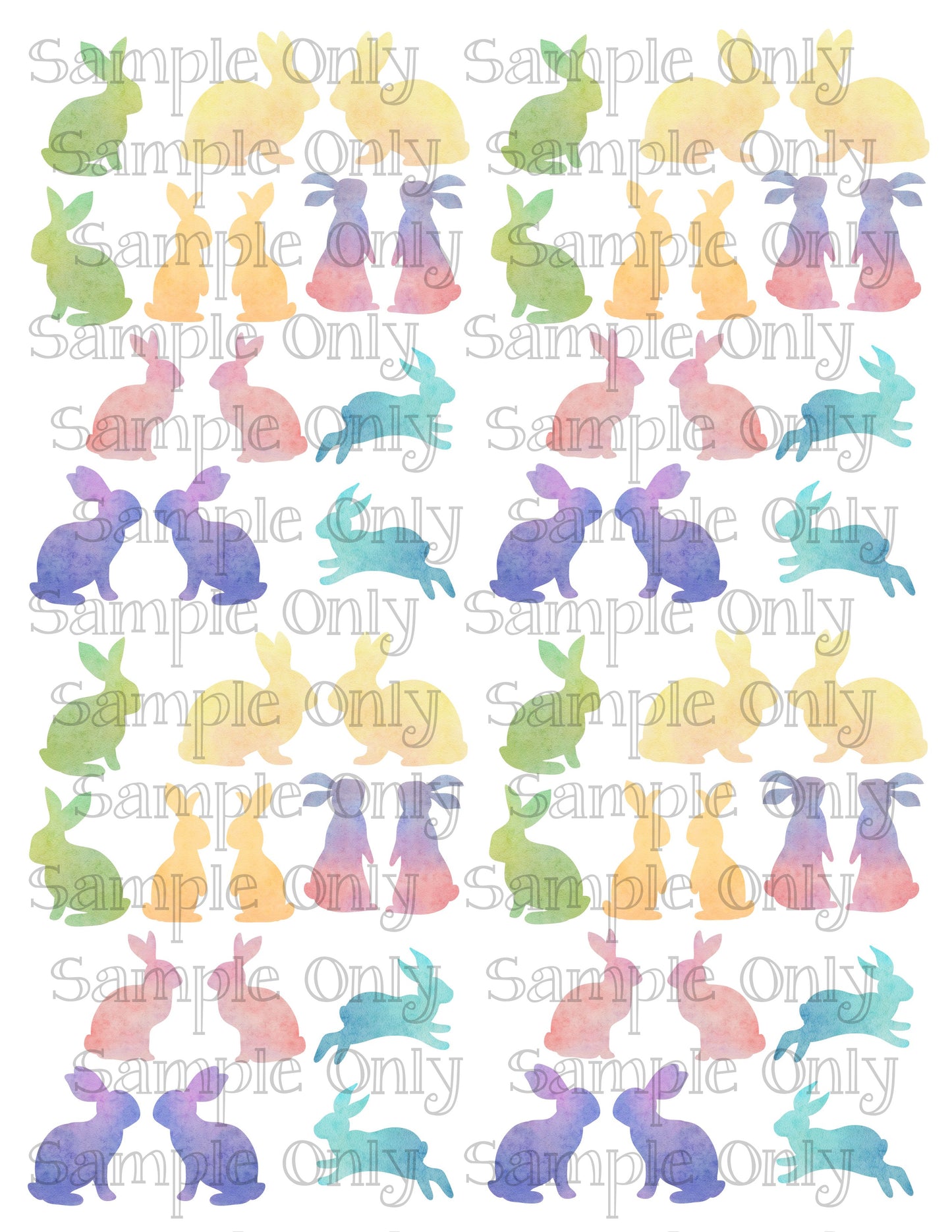 1.25 Inch Watercolor Bunnies Image Transfer Sheet For Polymer Clay
