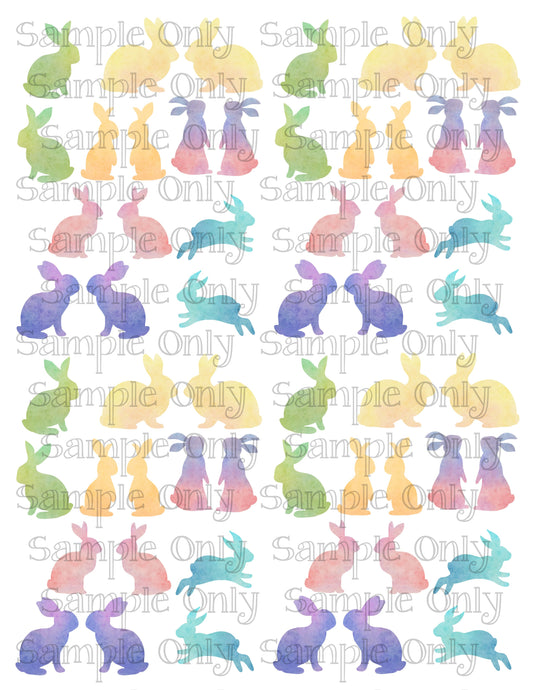 1.25 Inch Watercolor Pastel Bunnies Image Transfer Sheet For Polymer Clay