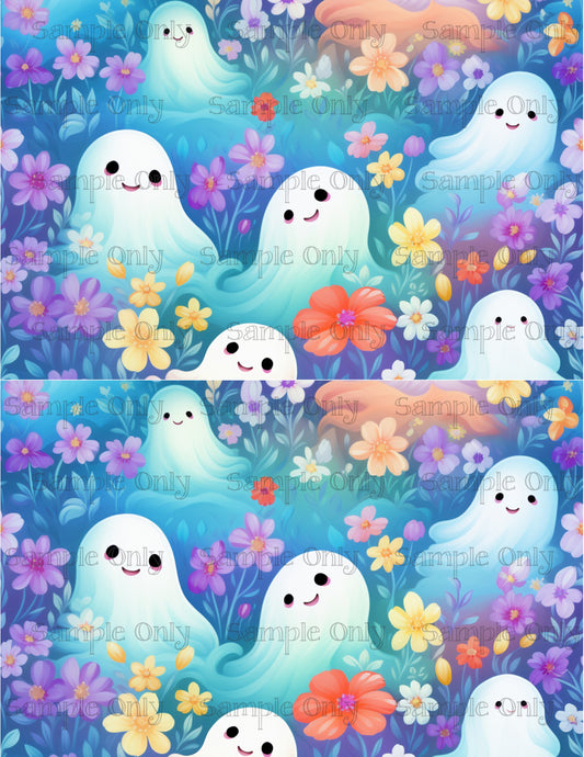 Watercolor Halloween Ghosts 02 Image Sheet For Polymer Clay Transfer Decal DIGITAL FILE OR PRINTED