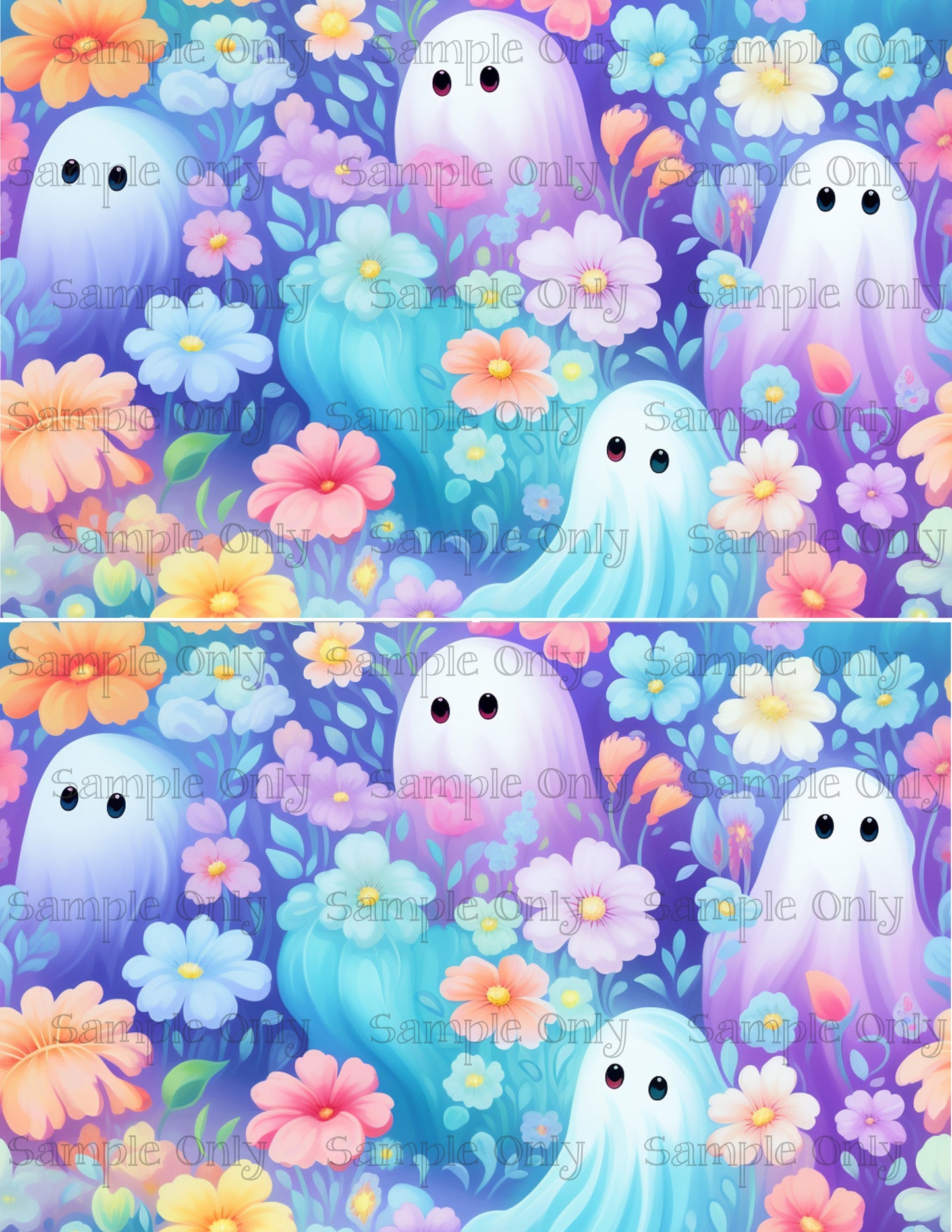 Watercolor Halloween Ghosts 03 Image Sheet For Polymer Clay Transfer Decal DIGITAL FILE OR PRINTED