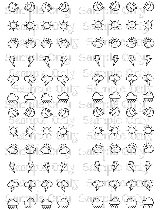 .75 Inch Weather Image Sheet For Polymer Clay Transfer Decal DIGITAL FILE OR PRINTED