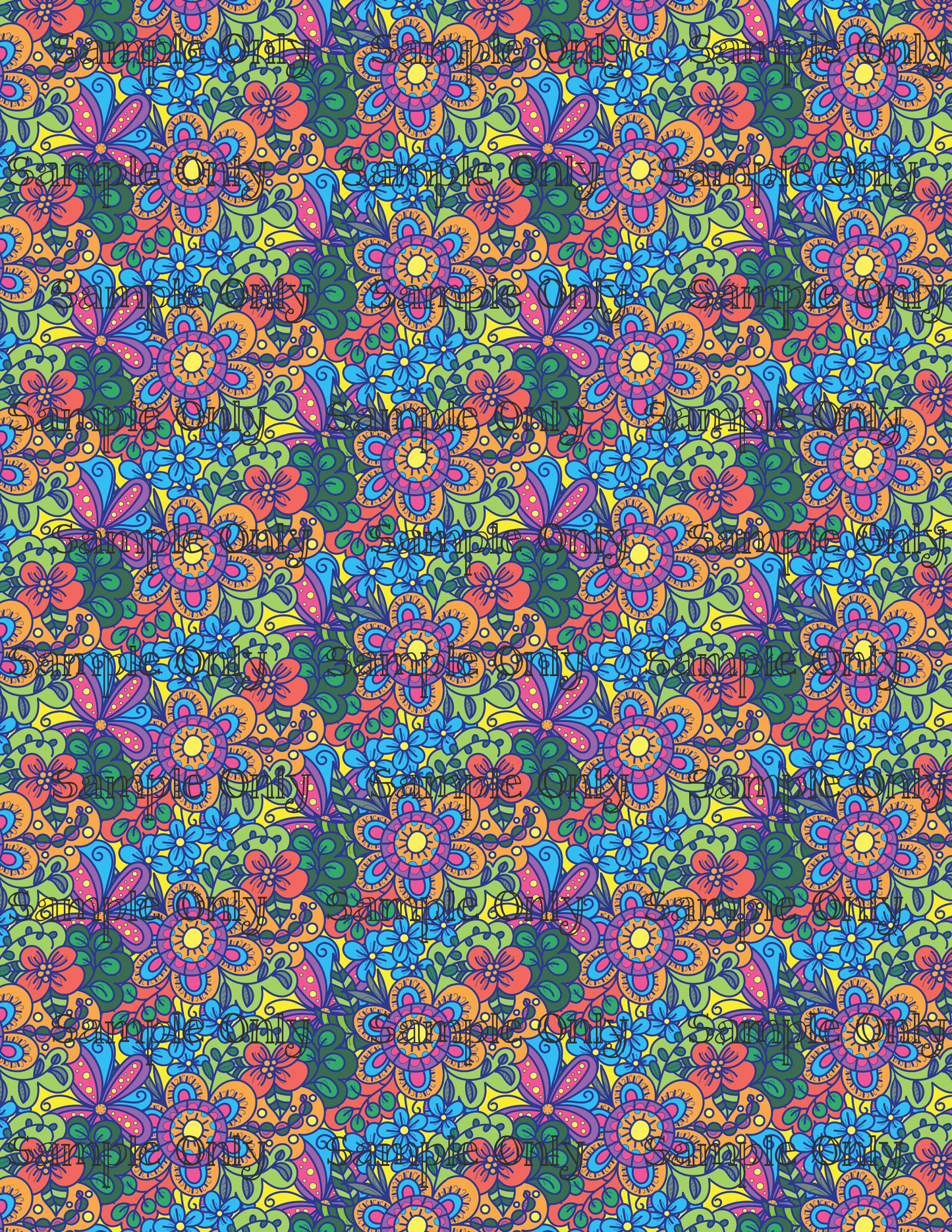 Whimsical Floral Fantasy Pattern Image Transfer Sheet For Polymer Clay