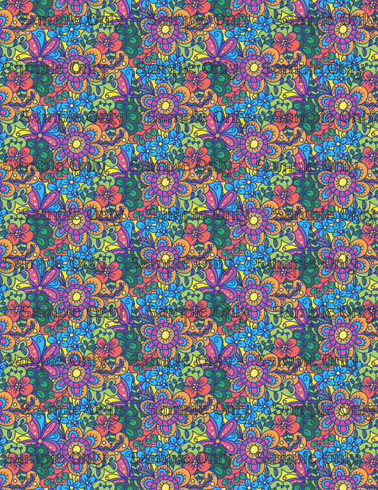Whimsical Floral Fantasy Pattern Image Transfer Sheet For Polymer Clay