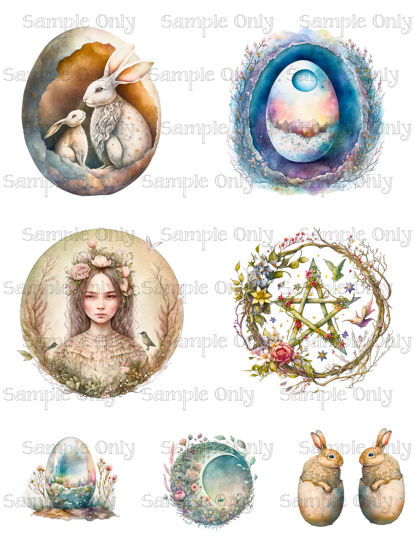 3.5 Inch Wiccan Easter Set-04 Image Sheet For Polymer Clay Transfer Decal DIGITAL FILE OR PRINTED