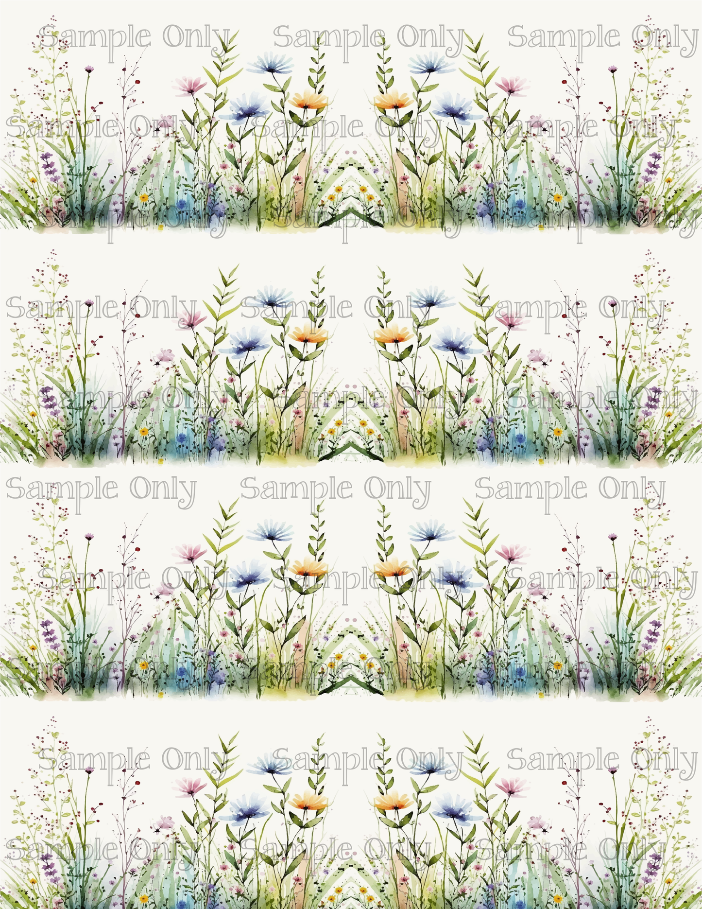 Wildflower Field Floral Border Pattern Set-01 Image Sheet For Polymer Clay Transfer Decal DIGITAL FILE OR PRINTED