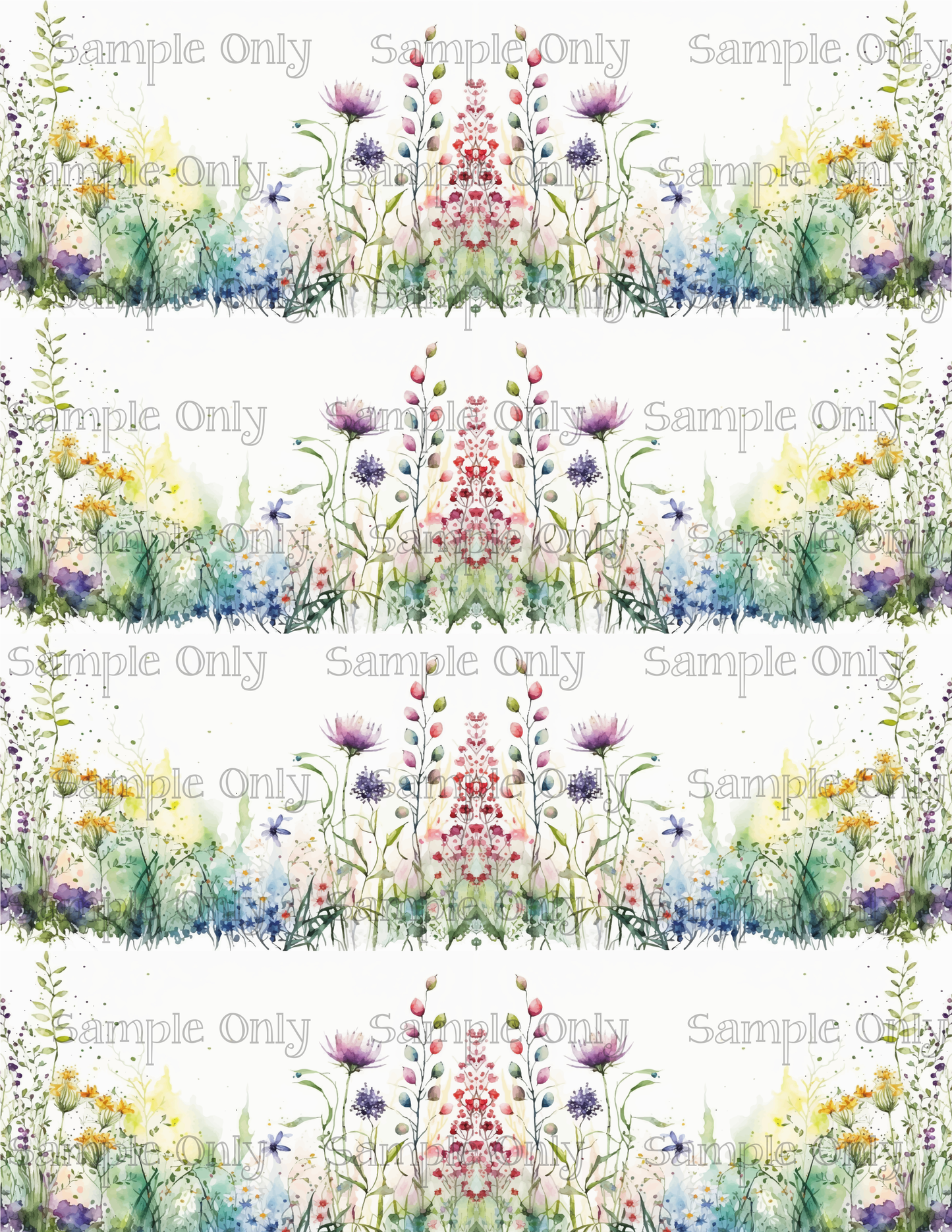 Wildflower Field Floral Border Pattern Set-02 Image Sheet For Polymer Clay Transfer Decal DIGITAL FILE OR PRINTED