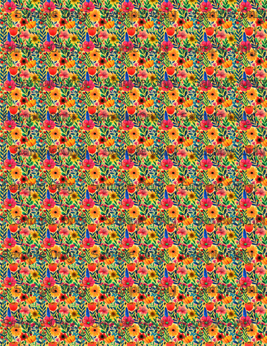 Wildflower Patch Set 4 Pattern Image Transfer Sheet For Polymer Clay