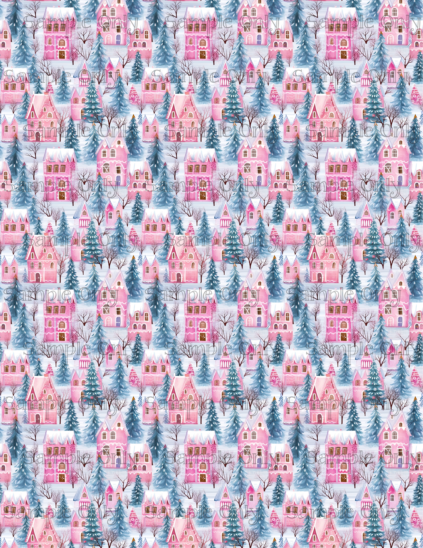 Winter Forest Houses Style 1 Pattern Image Sheet For Polymer Clay Transfer Decal DIGITAL FILE OR PRINTED