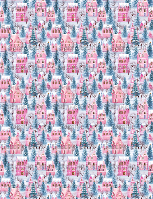 Winter Forest Houses Style 1 Pattern Image Sheet For Polymer Clay Transfer Decal DIGITAL FILE OR PRINTED