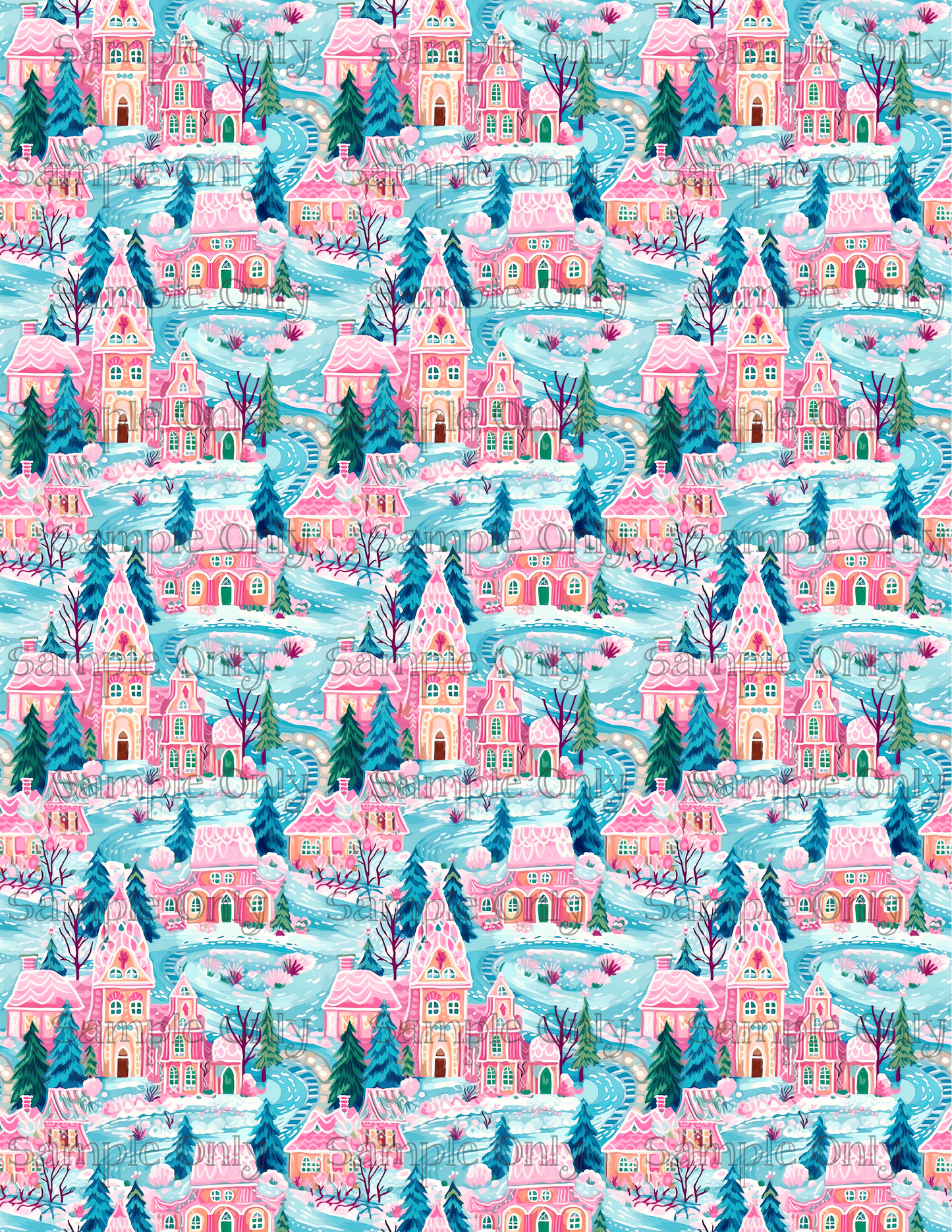 Winter Forest Houses Style 2 Pattern Image Sheet For Polymer Clay Transfer Decal DIGITAL FILE OR PRINTED