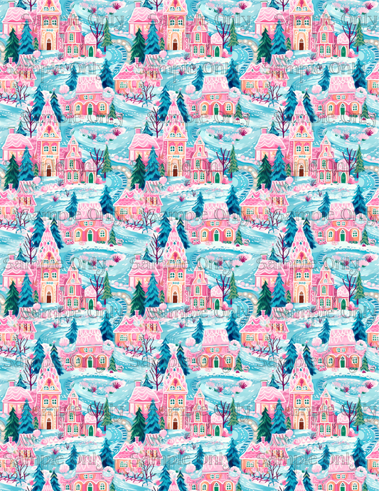 Winter Forest Houses Style 2 Pattern Image Sheet For Polymer Clay Transfer Decal DIGITAL FILE OR PRINTED