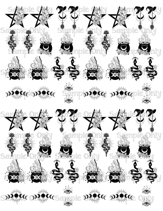 Witchy and Floral Set 1 DIGITAL OR PRINTED Image Transfer Sheet For Polymer Clay