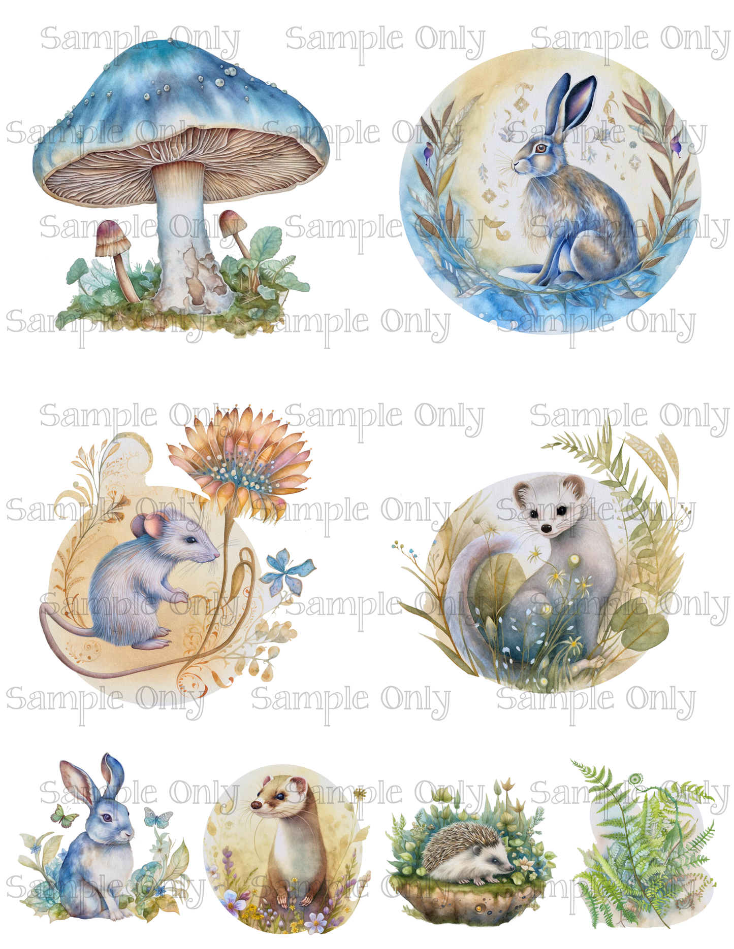 3.5 Inch Woodland Animals Set-02 Image Sheet For Polymer Clay Transfer Decal DIGITAL FILE OR PRINTED