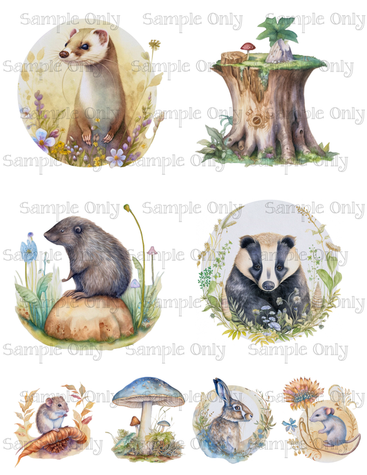 3.5 Inch Woodland Animals Set-05 Image Sheet For Polymer Clay Transfer Decal DIGITAL FILE OR PRINTED