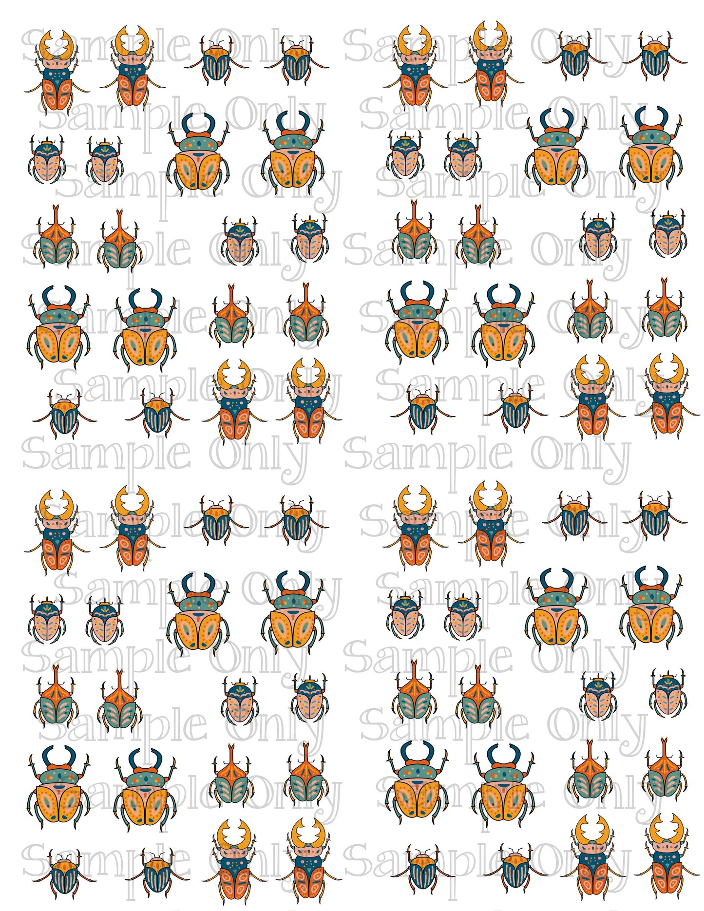 Boho Beetle Insects Image Sheet For Polymer Clay Transfer Decal DIGITAL FILE OR PRINTED