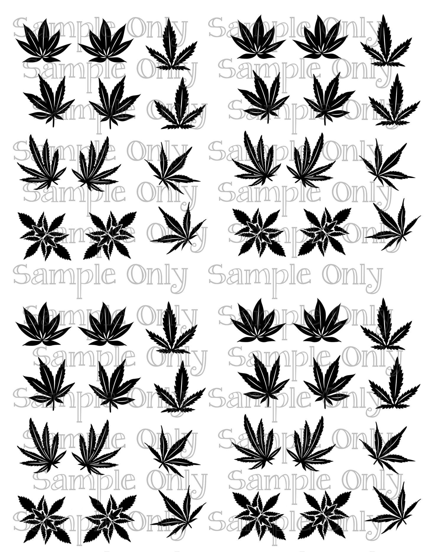 Black Cannabis Leaf MJ DIGITAL OR PRINTED Image Transfer Sheet For Polymer Clay