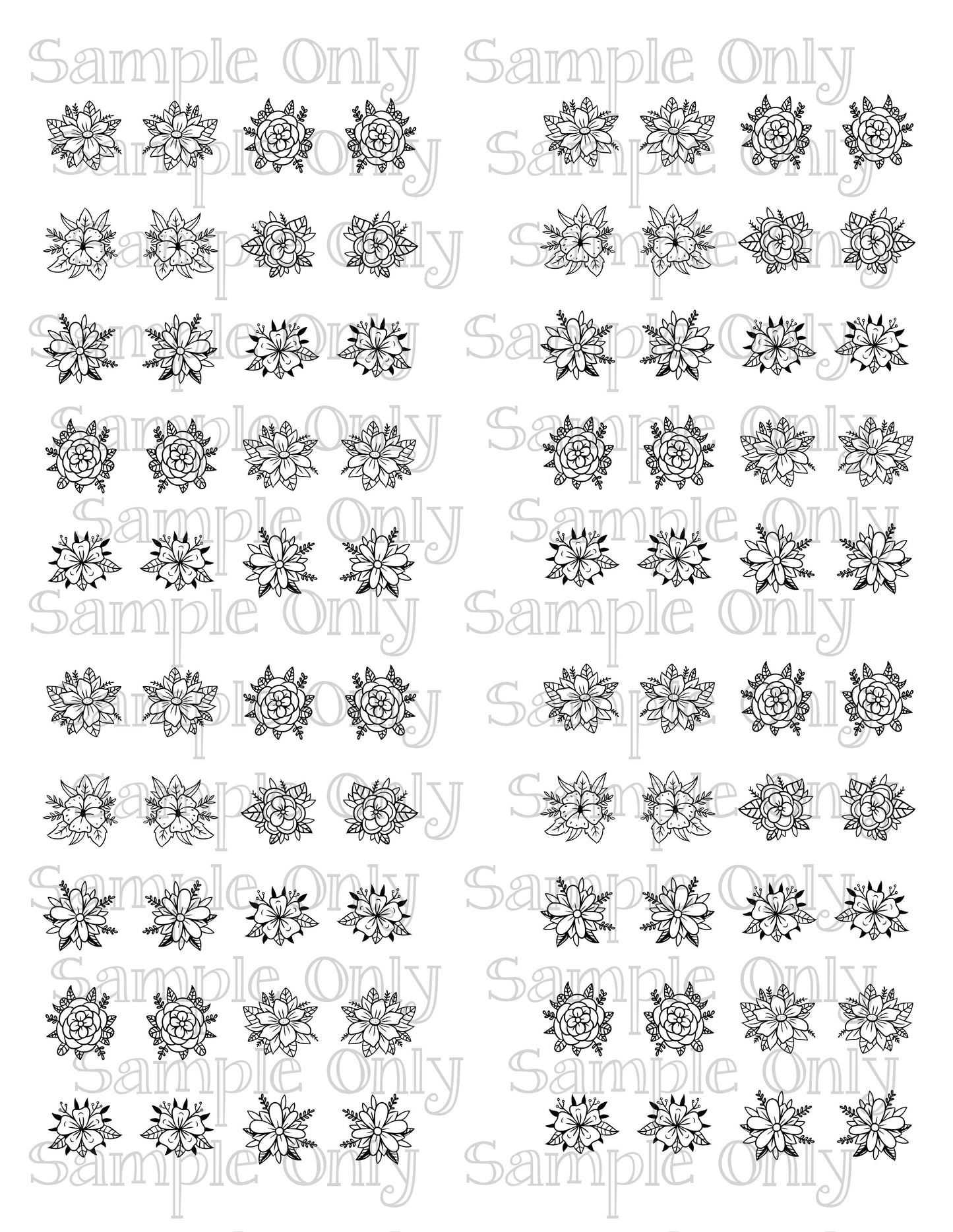 .75 Inch Assorted Flowers Set-01 Image Sheet For Polymer Clay Transfer Decal DIGITAL FILE OR PRINTED