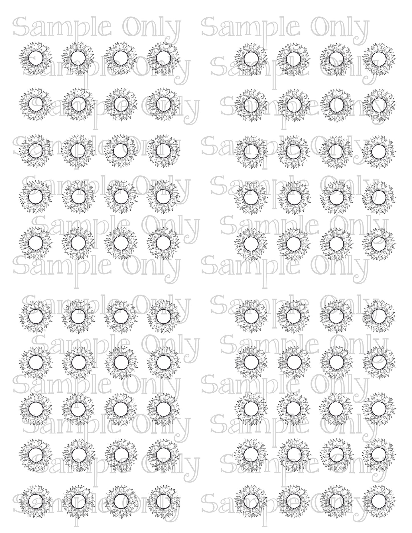 .75 Inch Sunflower Flowers Image Sheet For Polymer Clay Transfer Decal DIGITAL FILE OR PRINTED