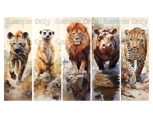 African Animals Bookmark Set 02 Printed Water Soluble Image Transfer Sheet For Polymer Clay