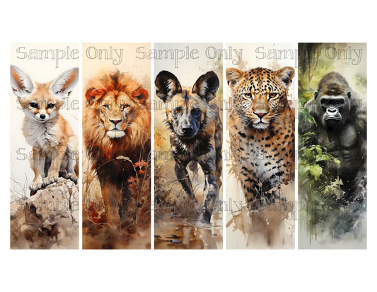 African Animals Bookmark Set 04 Printed Water Soluble Image Transfer Sheet For Polymer Clay