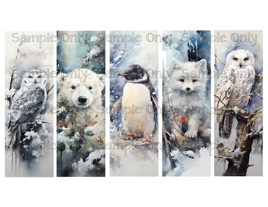 Arctic Animals Bookmark Set 01 Printed Water Soluble Image Transfer Sheet For Polymer Clay