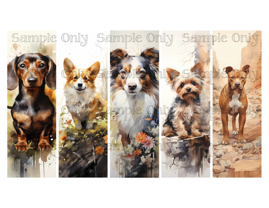 Assorted Dogs Bookmark Set 01 Printed Water Soluble Image Transfer Sheet For Polymer Clay