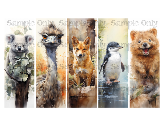 Australian Animals Bookmark Set 01 Printed Water Soluble Image Transfer Sheet For Polymer Clay