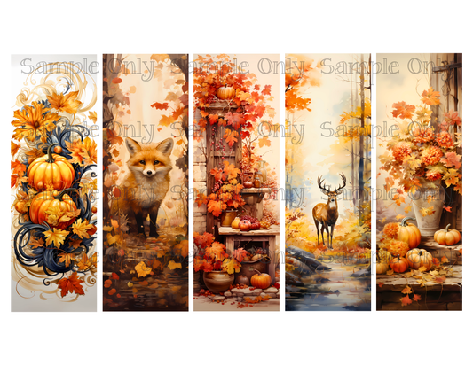 Autumn Bookmark Set 01 Printed Water Soluble Image Transfer Sheet For Polymer Clay