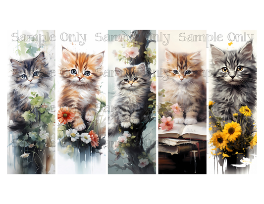 Cats and Kittens Bookmark Set 01 Printed Water Soluble Image Transfer Sheet For Polymer Clay