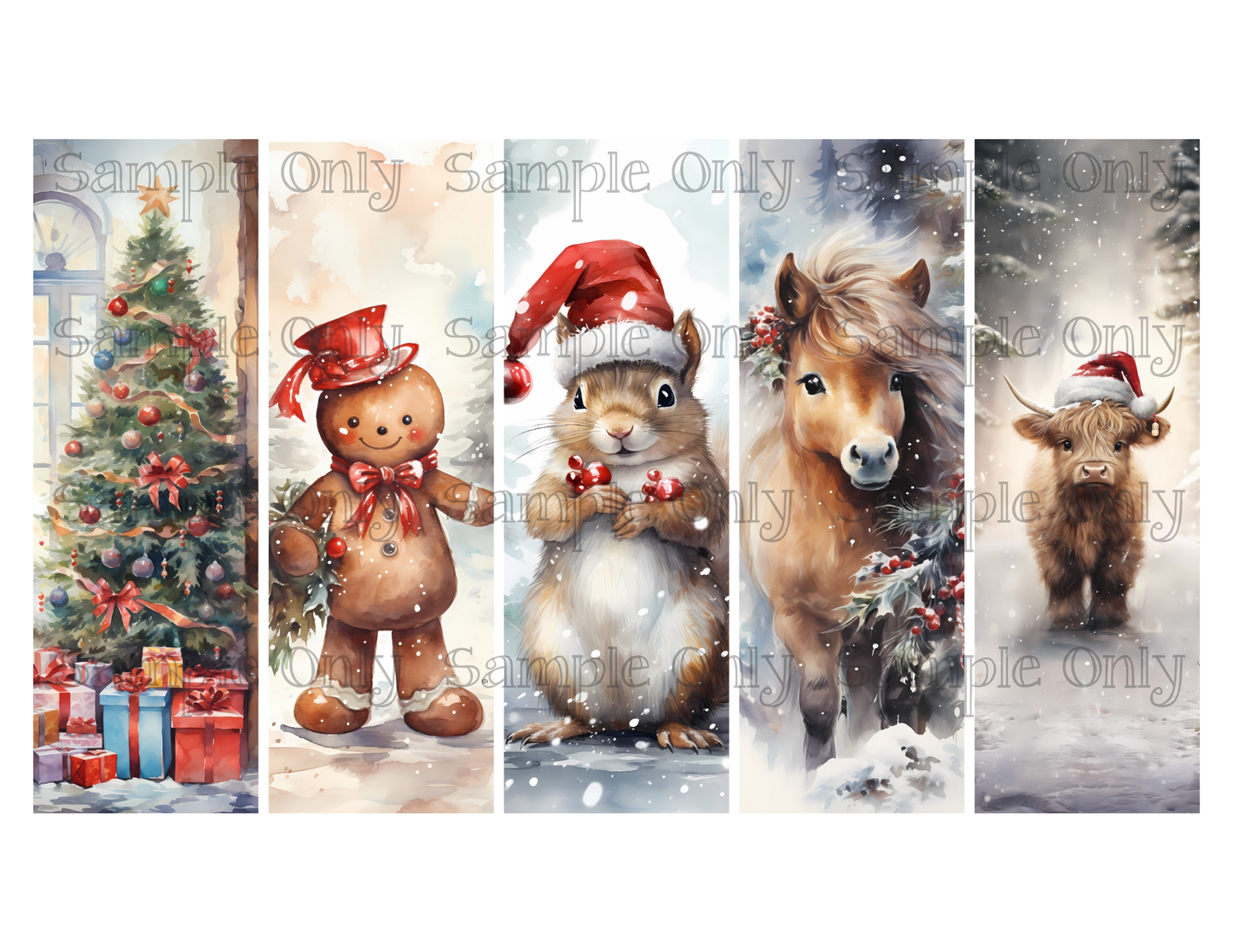 Christmas Bookmark Set 11 Printed Water Soluble Image Transfer Sheet For Polymer Clay