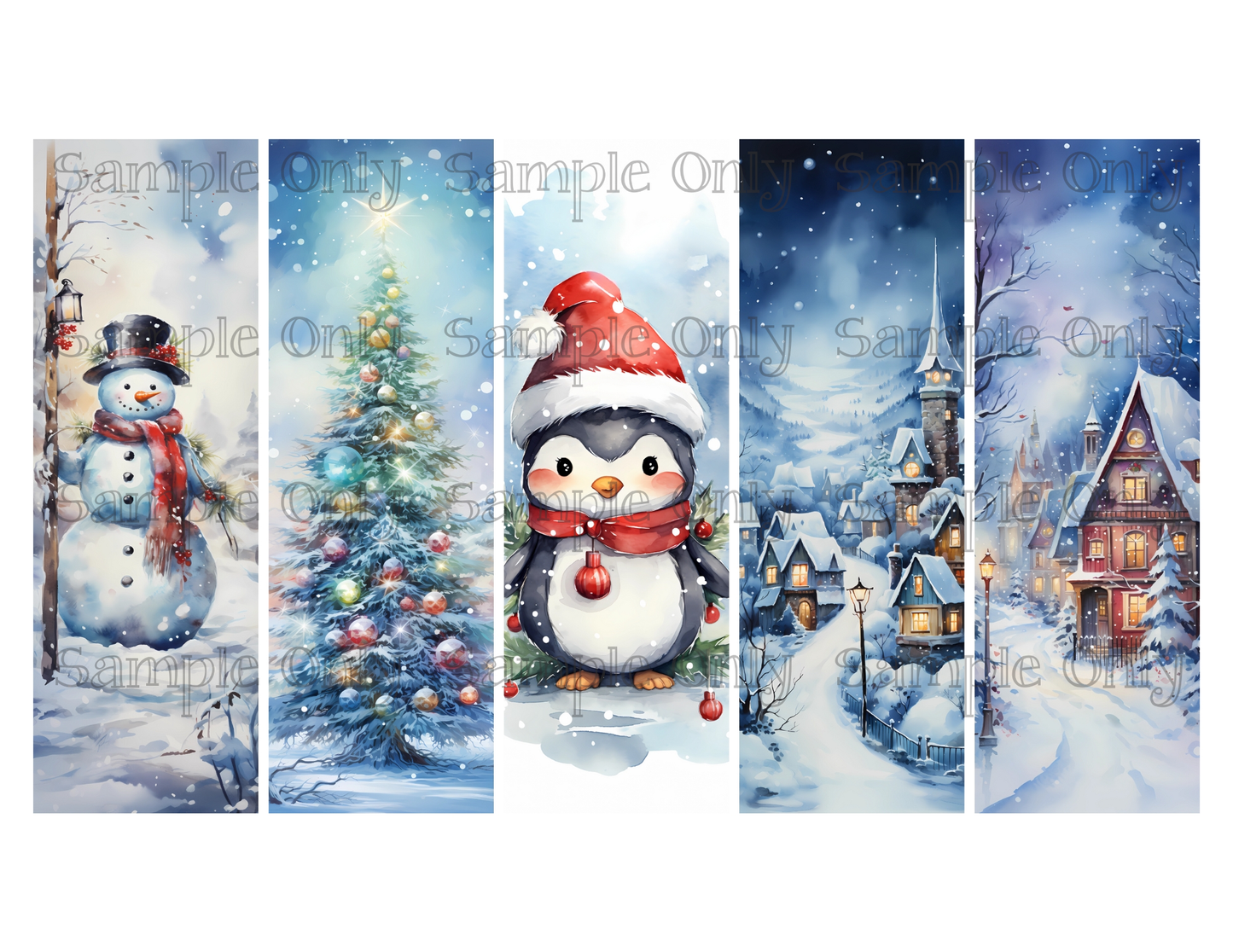 Christmas Bookmark Set 12 Printed Water Soluble Image Transfer Sheet For Polymer Clay