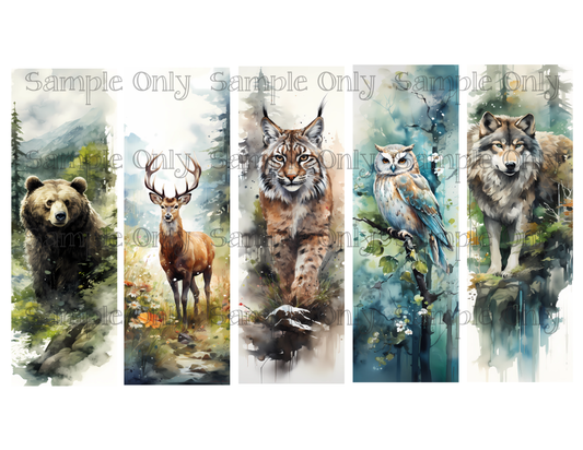 Forest Animals Bookmark Set 02 Printed Water Soluble Image Transfer Sheet For Polymer Clay