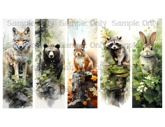 Forest Animals Bookmark Set 03 Printed Water Soluble Image Transfer Sheet For Polymer Clay