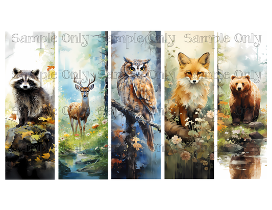 Forest Animals Bookmark Set 04 Printed Water Soluble Image Transfer Sheet For Polymer Clay