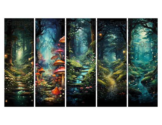 Magical Fantasy Forest Bookmark Set 02 Printed Water Soluble Image Transfer Sheet For Polymer Clay