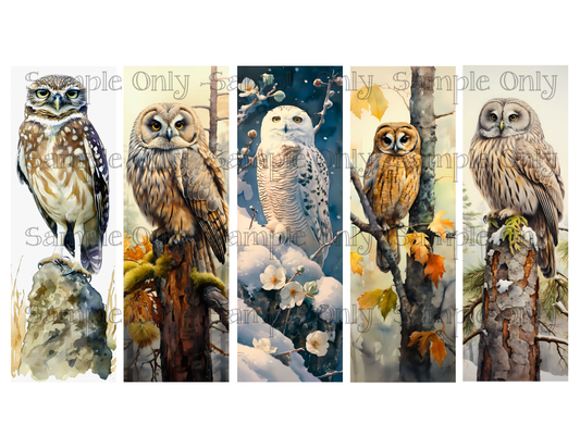 Owl Birds Bookmark Set 03 Printed Water Soluble Image Transfer Sheet For Polymer Clay