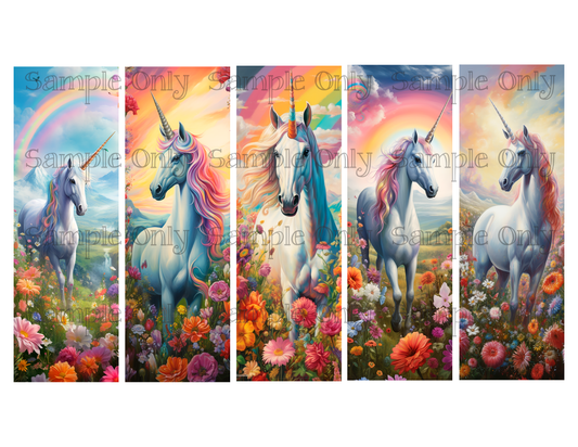 Unicorn Bookmark Set 01 Printed Water Soluble Image Transfer Sheet For Polymer Clay