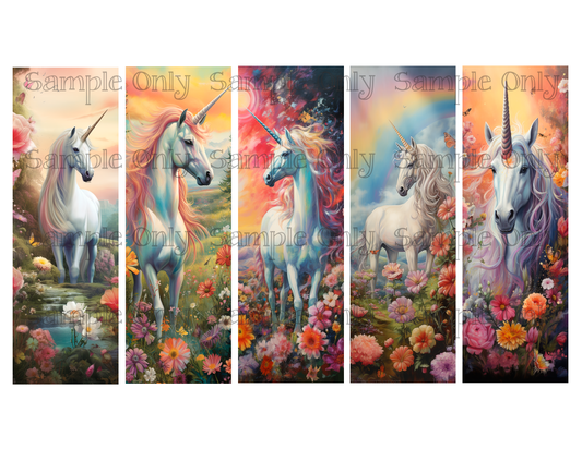 Unicorn Bookmark Set 02 Printed Water Soluble Image Transfer Sheet For Polymer Clay