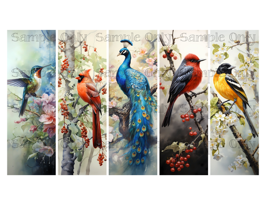 Wild Birds Bookmark Set 11 Printed Water Soluble Image Transfer Sheet For Polymer Clay