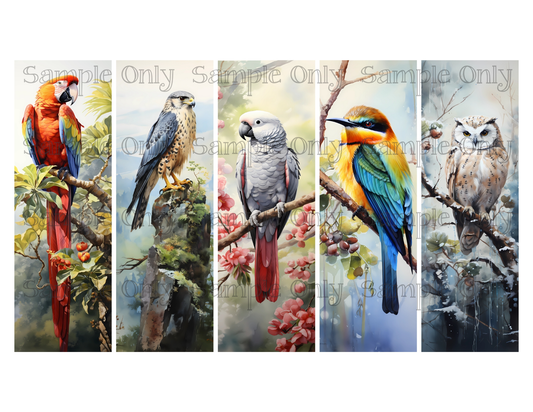 Wild Birds Bookmark Set 12 Printed Water Soluble Image Transfer Sheet For Polymer Clay